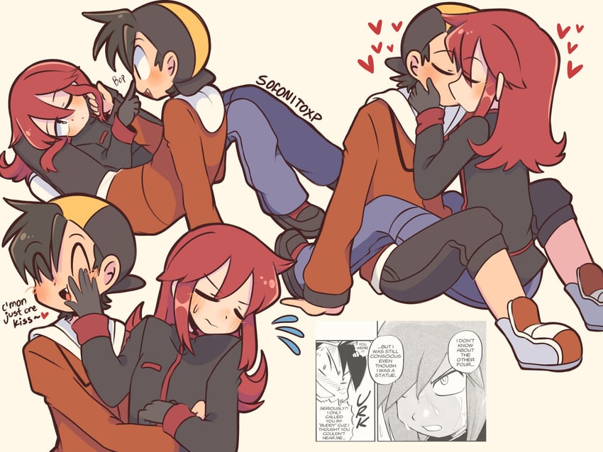 ethan and silver (pokemon and 1 more) drawn by sofo_soup