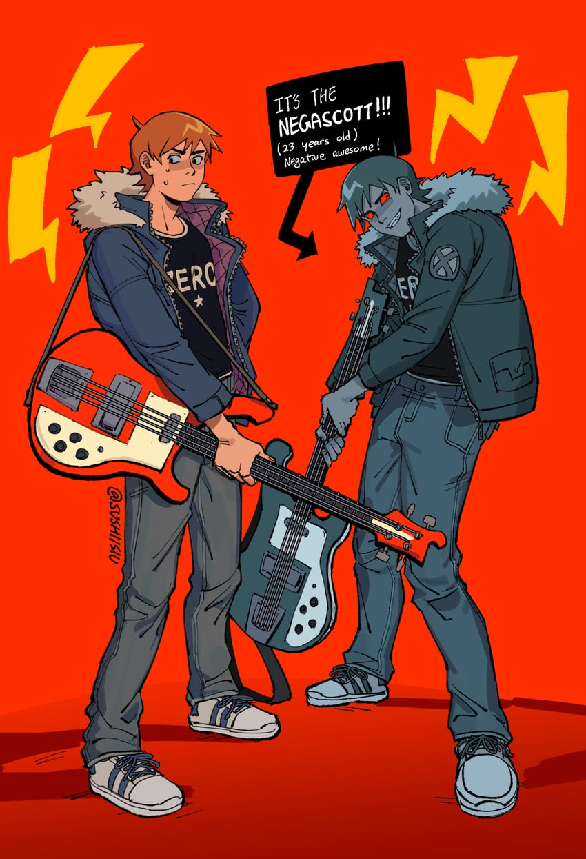 scott pilgrim and nega scott (scott pilgrim) drawn by sushiisiu