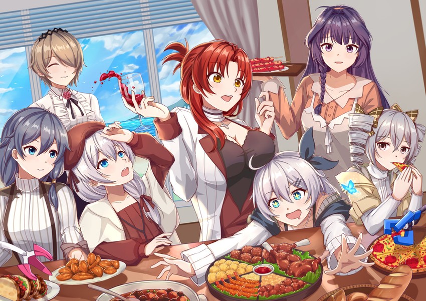 kiana kaslana, raiden mei, fu hua, bronya zaychik, theresa apocalypse, and 4 more (honkai and 1 more) drawn by kelinch1