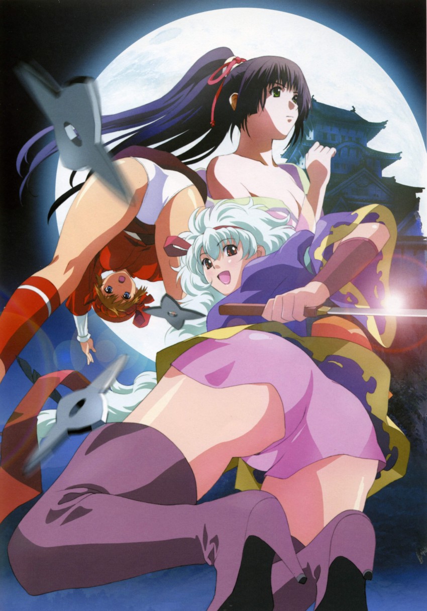 momoka, kaede, and kurama-hime (hininden gausu) drawn by rin-sin