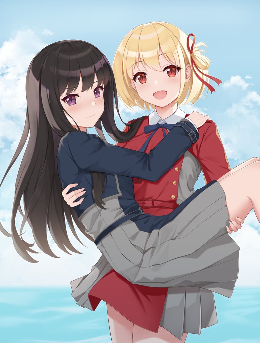 nishikigi chisato and inoue takina (lycoris recoil) drawn by rko_(a470350510)