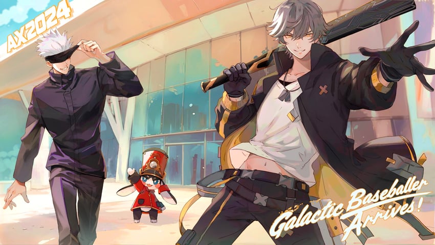 trailblazer, caelus, gojou satoru, and pom-pom (honkai and 2 more) drawn by 1o8k