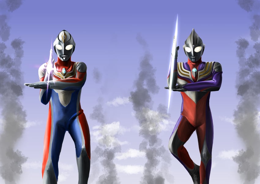 ultraman tiga and ultraman dyna (ultra series and 3 more) drawn by gattyo