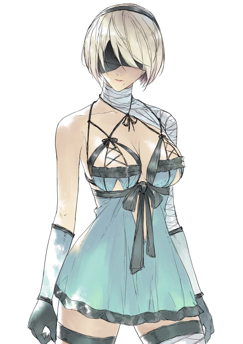2b and kaine (nier:automata and 1 more) drawn by devon_pan