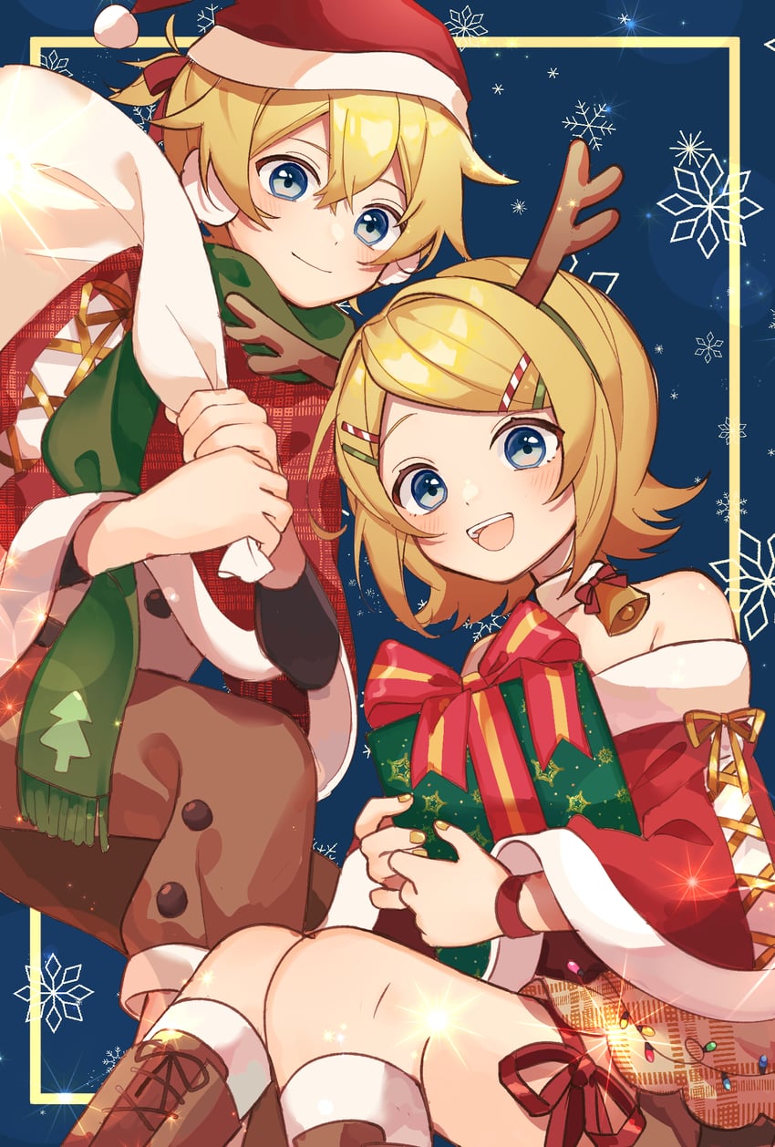 kagamine rin and kagamine len (vocaloid) drawn by sazanami_(ripple1996)