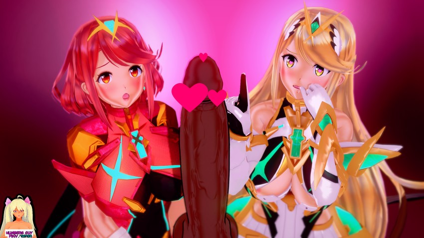 pyra and mythra (xenoblade chronicles and 1 more) drawn by numbersguy