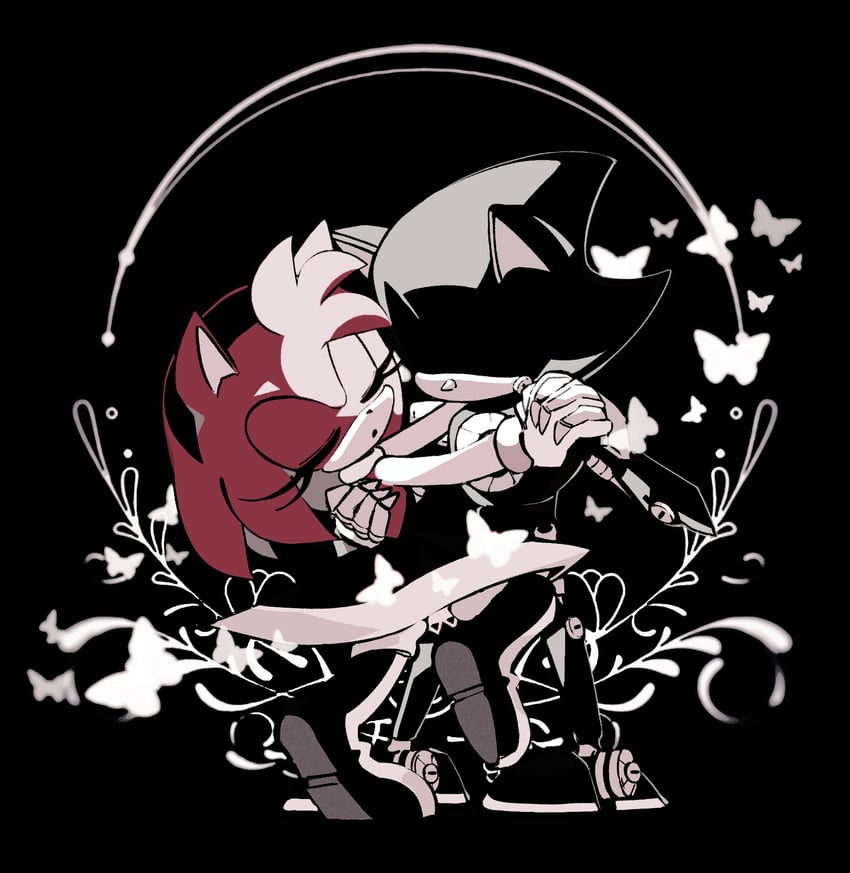 amy rose and metal sonic (sonic) drawn by merry_bongbong