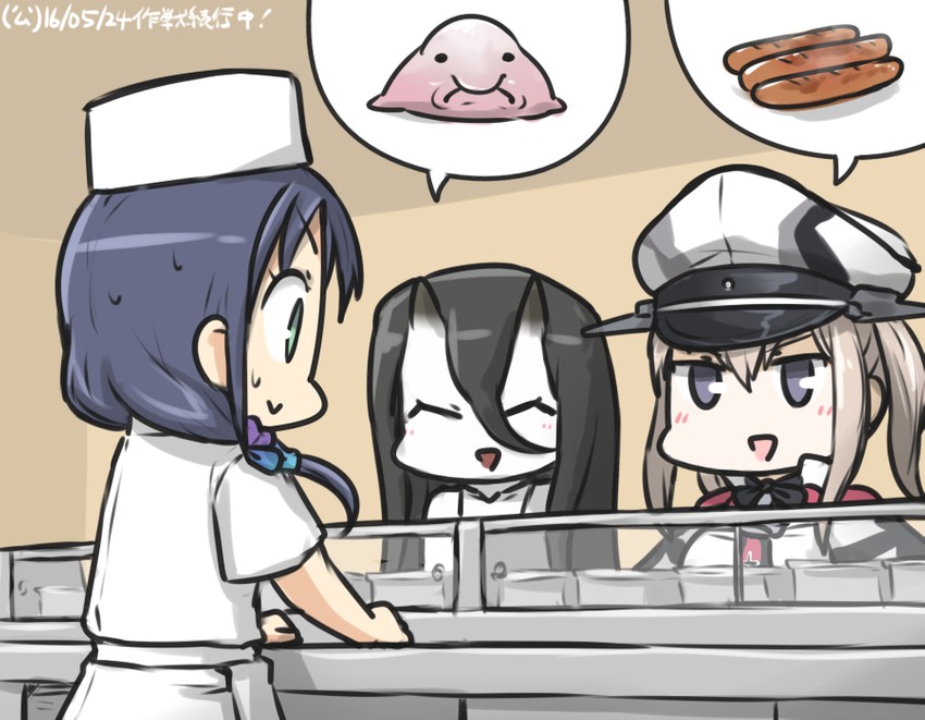 graf zeppelin, battleship princess, and suzukaze (kantai collection) drawn by hamu_koutarou
