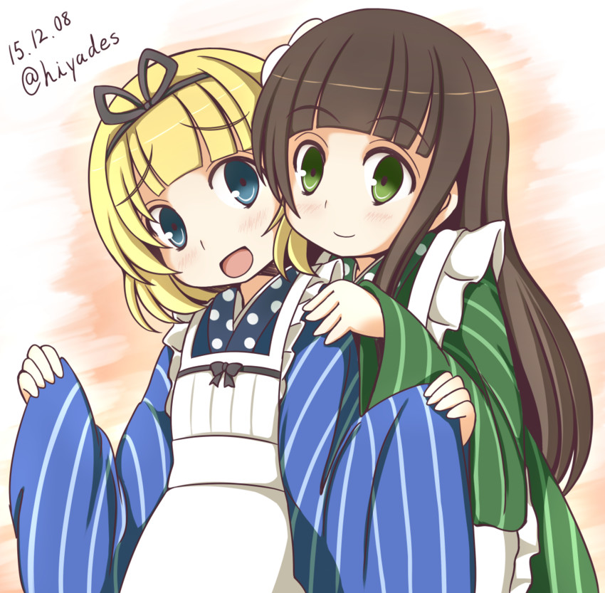 kirima syaro and ujimatsu chiya (gochuumon wa usagi desu ka?) drawn by hanzaki_hiya