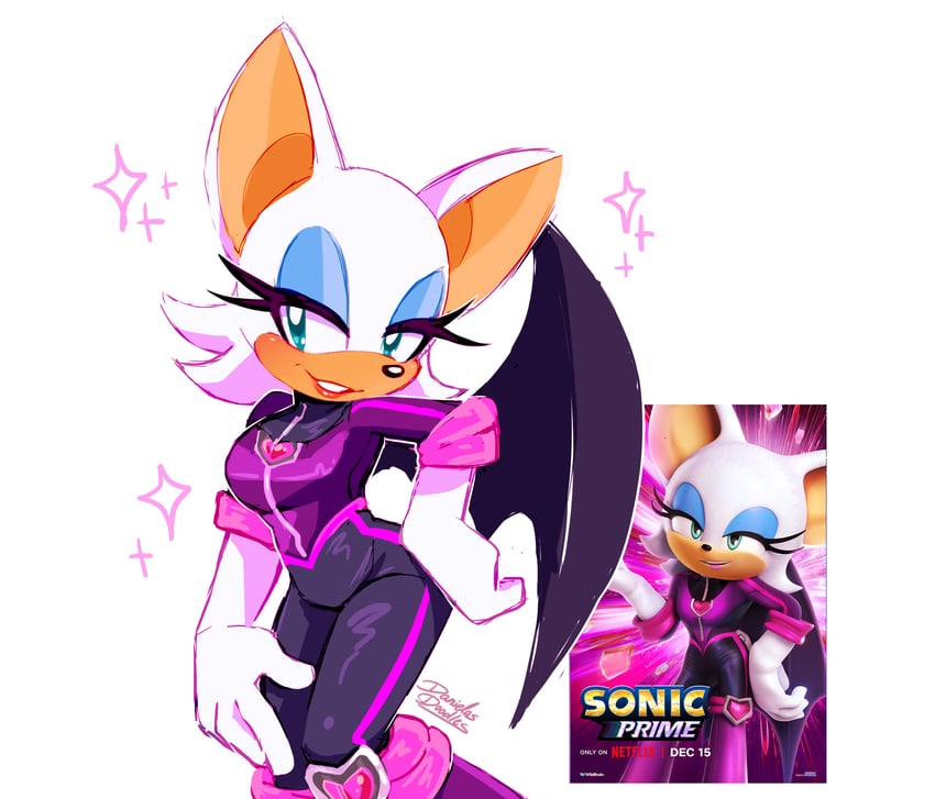 rouge the bat (sonic and 1 more) drawn by danielasdoodles-art