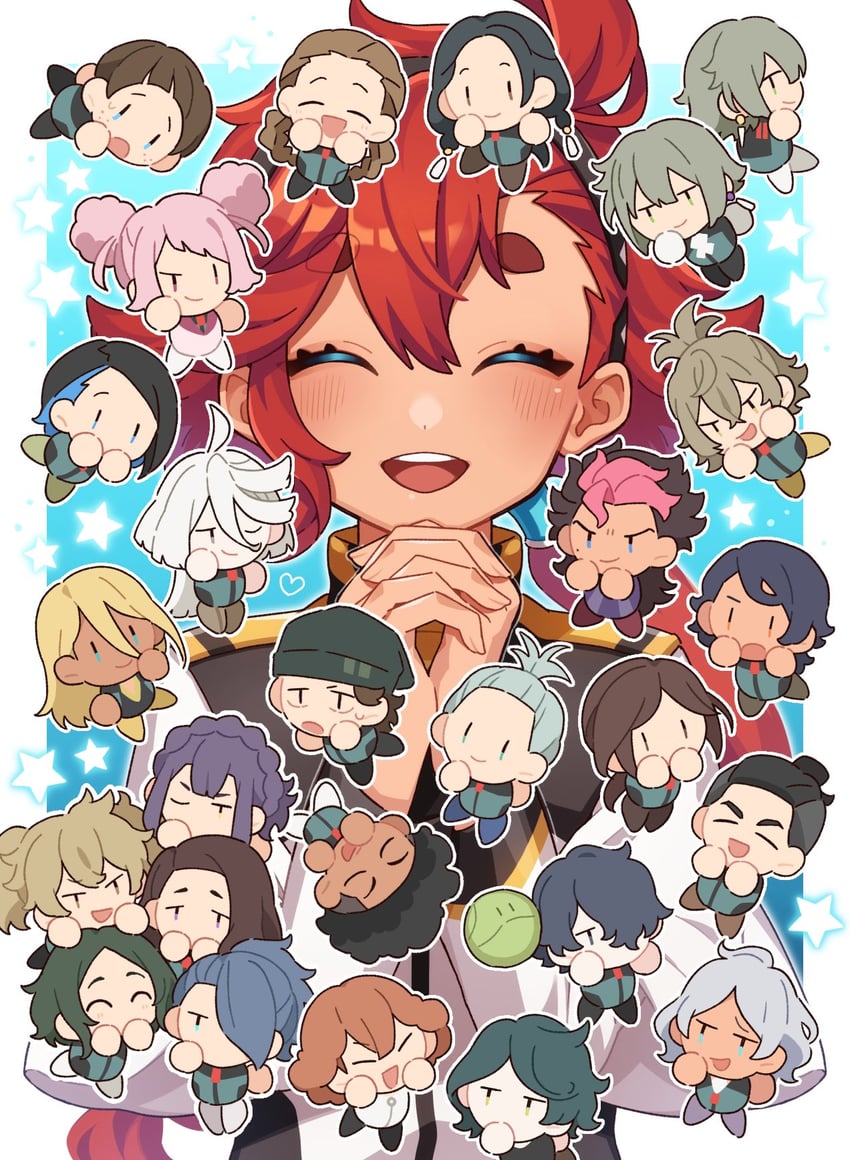 suletta mercury, miorine rembran, haro, secelia dote, guel jeturk, and 21 more (gundam and 1 more) drawn by shokupan_(449_pan)