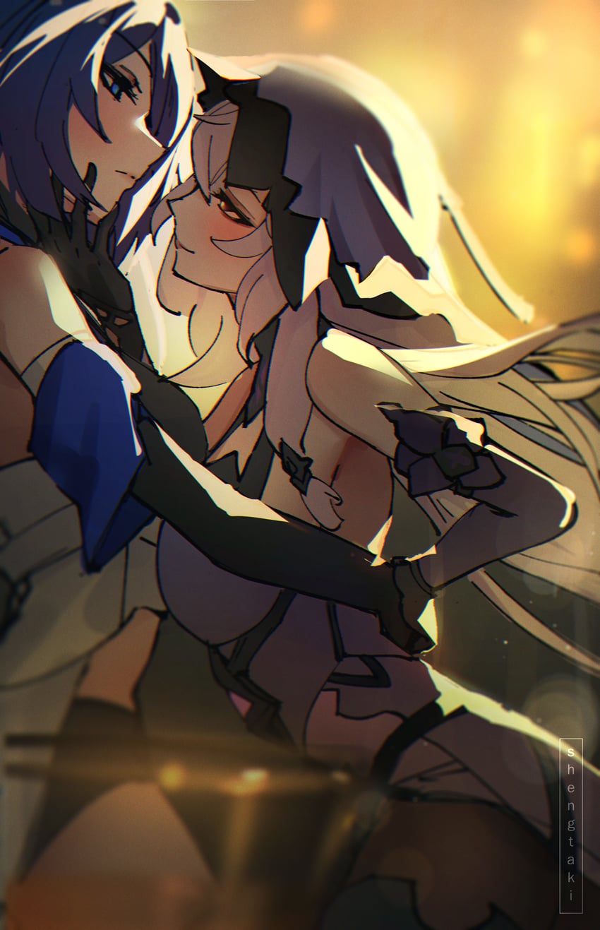 acheron and black swan (honkai and 1 more) drawn by shengtaki