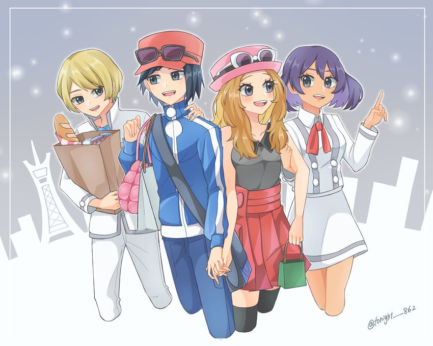 serena, calem, sina, and dexio (pokemon and 1 more) drawn by rain_(tonight_862)