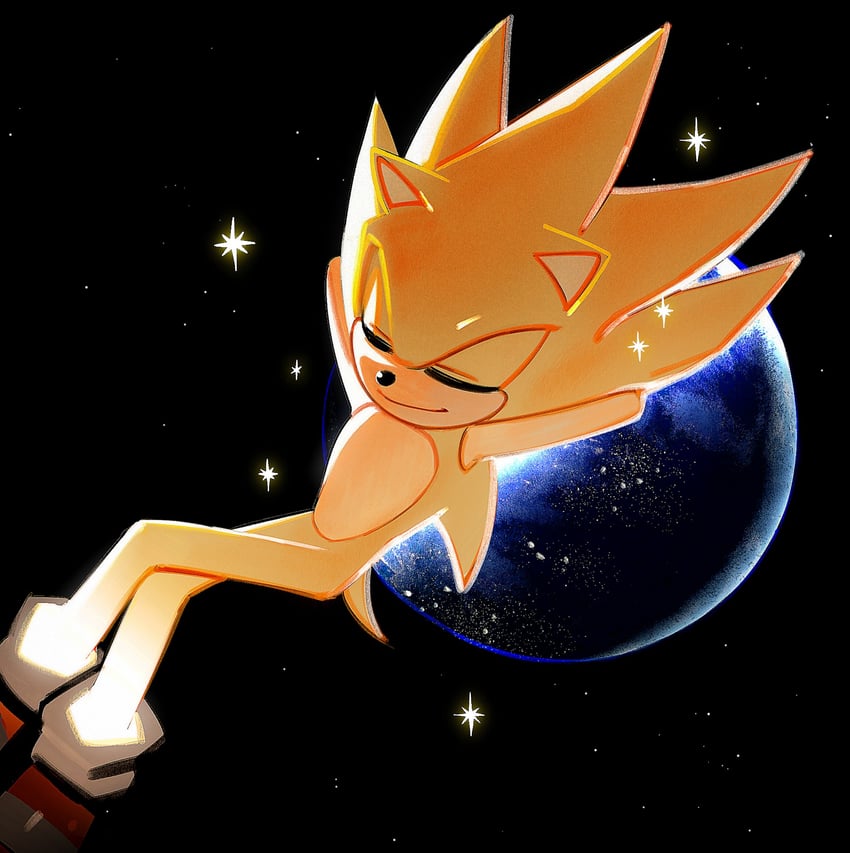 sonic the hedgehog and super sonic (sonic) drawn by hyeon_sonic