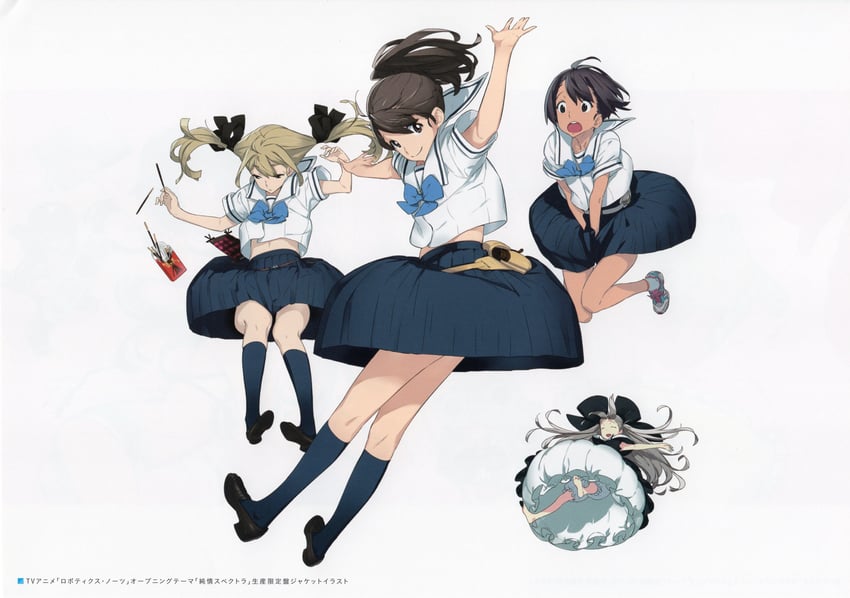 senomiya akiho, koujiro frau, daitoku junna, and yukifune airi (robotics;notes) drawn by fukuda_tomonori