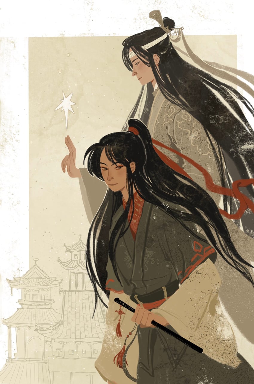 wei wuxian and lan wangji (modao zushi) drawn by yaroslava_murashko