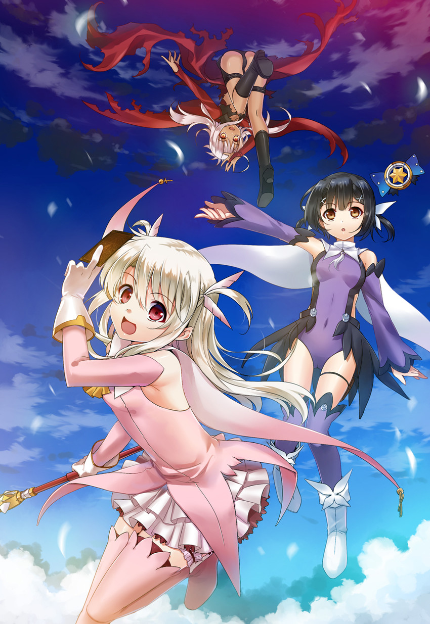 illyasviel von einzbern, chloe von einzbern, miyu edelfelt, prisma illya, magical ruby, and 1 more (fate and 1 more) drawn by shimotsukiriya