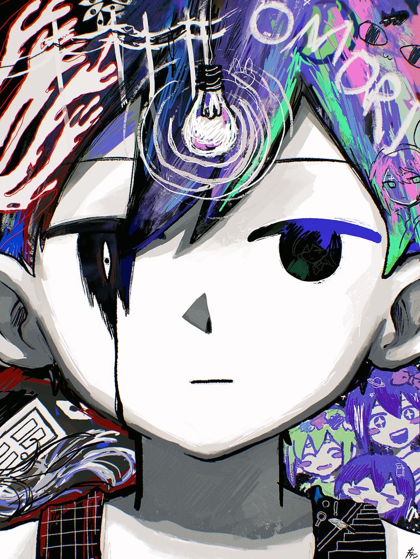 omori, aubrey, basil, kel, something, and 2 more (omori) drawn by suuno_kamibukuro