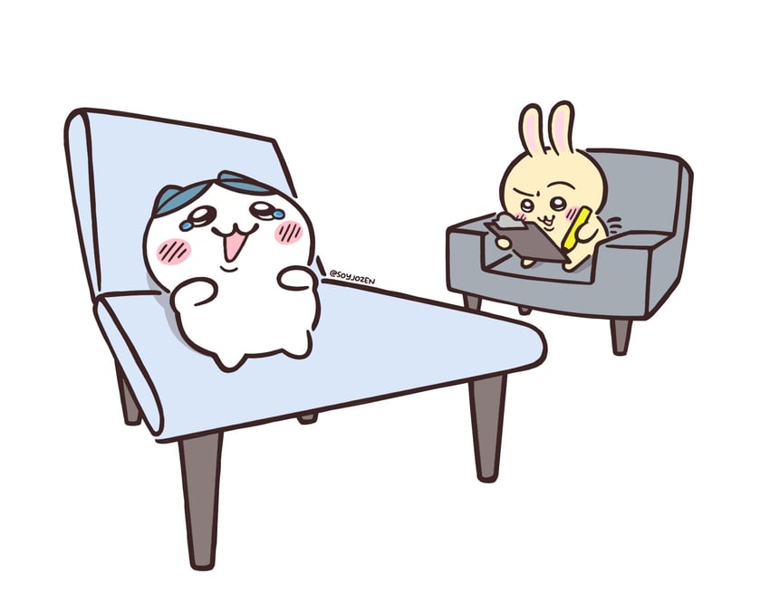 hachiware and usagi (chiikawa) drawn by soyjozen