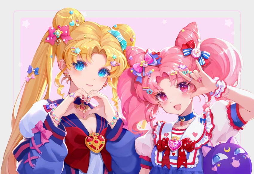 tsukino usagi and chibi usa (bishoujo senshi sailor moon and 1 more) drawn by mushroommirror
