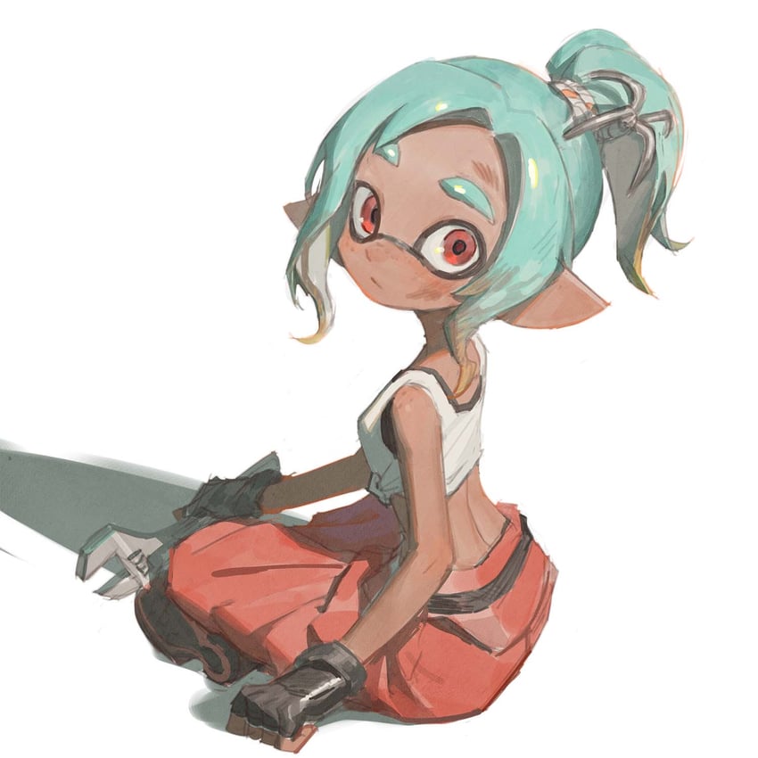 inkling player character, inkling girl, and mechanic (splatoon and 1 more) drawn by biahnyang