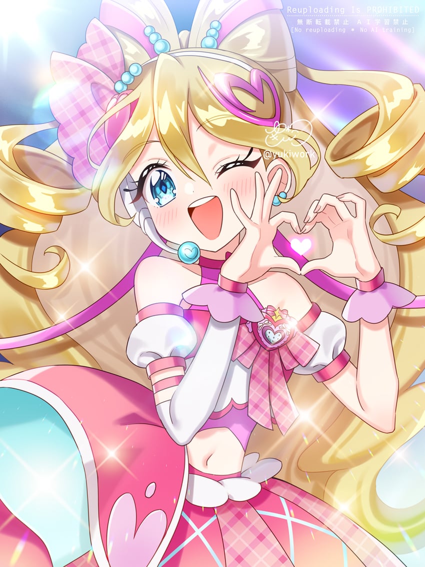 sakura uta and cure idol (precure and 1 more) drawn by yukinko_(yukiwork)