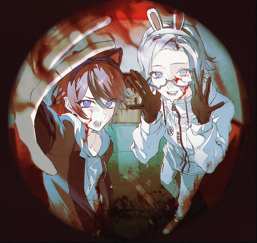 aotsuki eito and sumino takumi (the hundred line -last defense academy-) drawn by aizendai