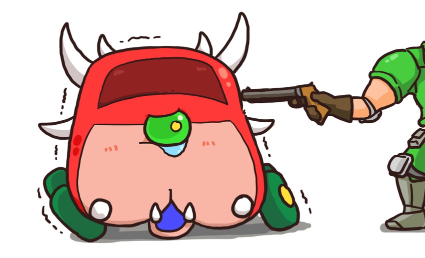 doomguy and cacodemon (doom and 1 more) drawn by kurashiki_nanka