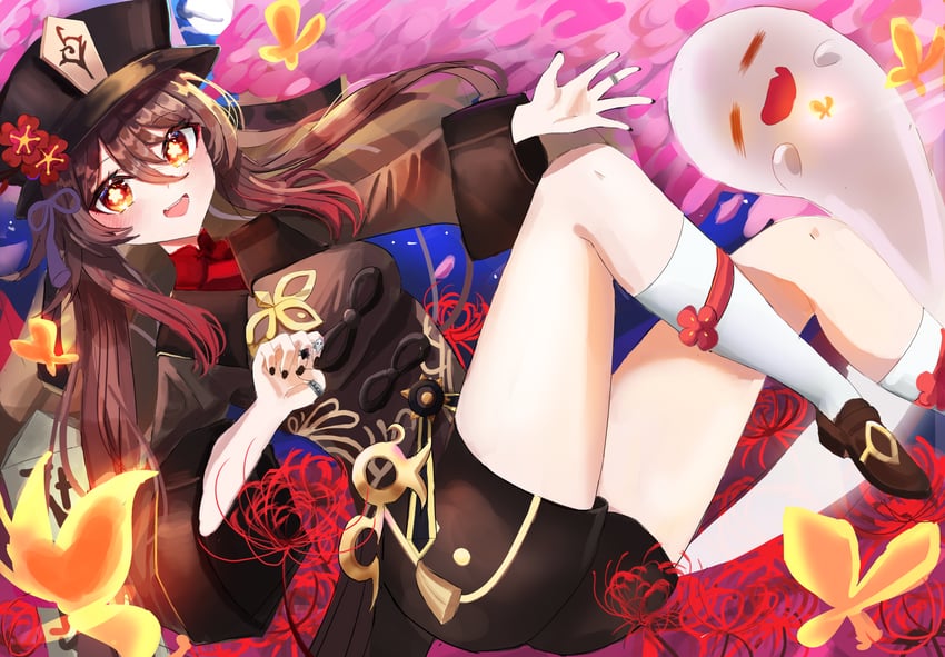 hu tao and boo tao (genshin impact) drawn by kagana_helsuki