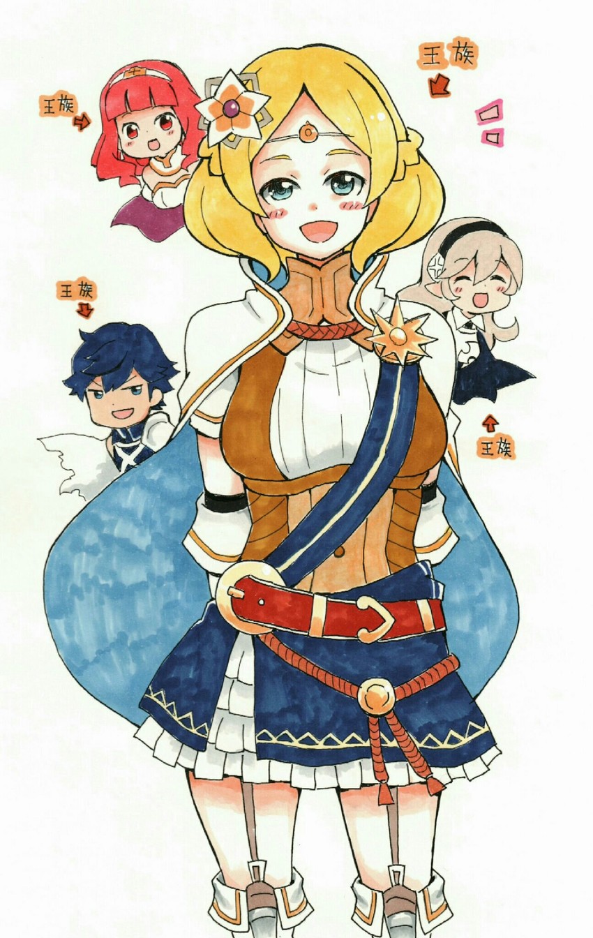 female corrin, chrom, celica, and lianna (fire emblem and 4 more) drawn by mehonobu_g