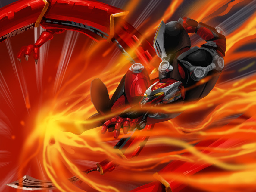 kamen rider ryuki and dragreder (kamen rider and 1 more) drawn by obui