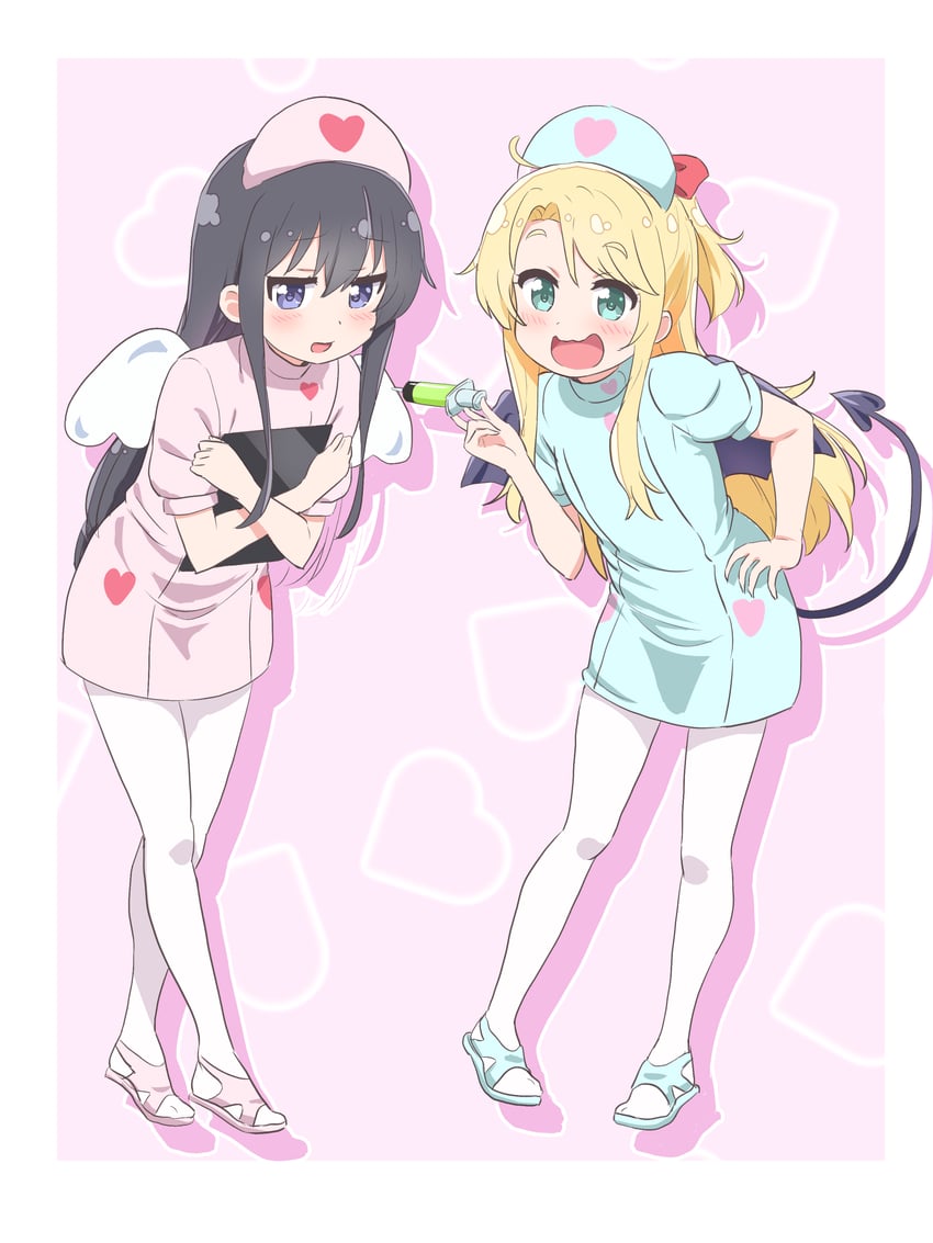 himesaka noa and shirosaki hana (watashi ni tenshi ga maiorita!) drawn by warukusu