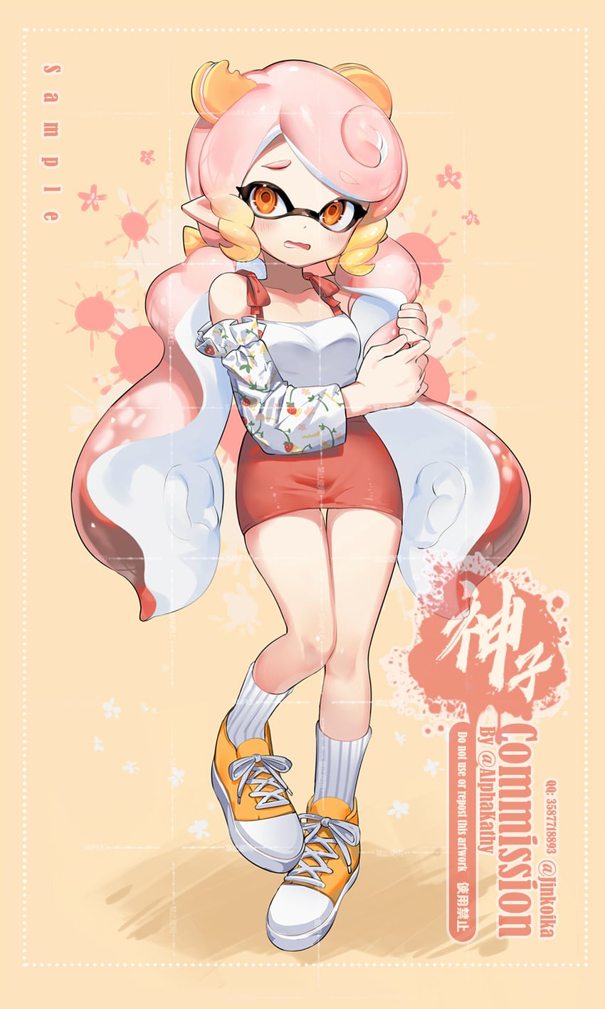 inkling player character and inkling girl (splatoon) drawn by jinkoika