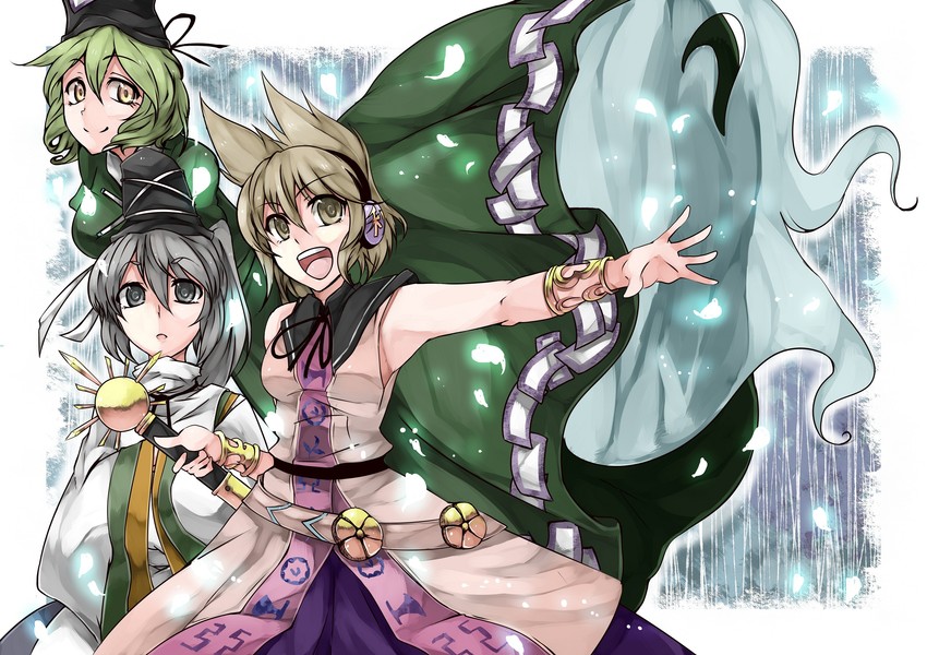 toyosatomimi no miko, mononobe no futo, and soga no tojiko (touhou) drawn by kurokan_(kokkyou_oudan)