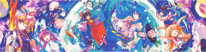 hakurei reimu, kirisame marisa, remilia scarlet, izayoi sakuya, konpaku youmu, and 10 more (touhou and 1 more) drawn by alphes