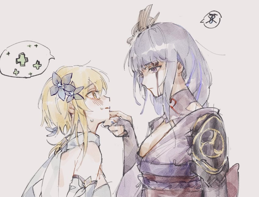 lumine and raiden shogun (genshin impact) drawn by pzombie_(sabitsuki2)