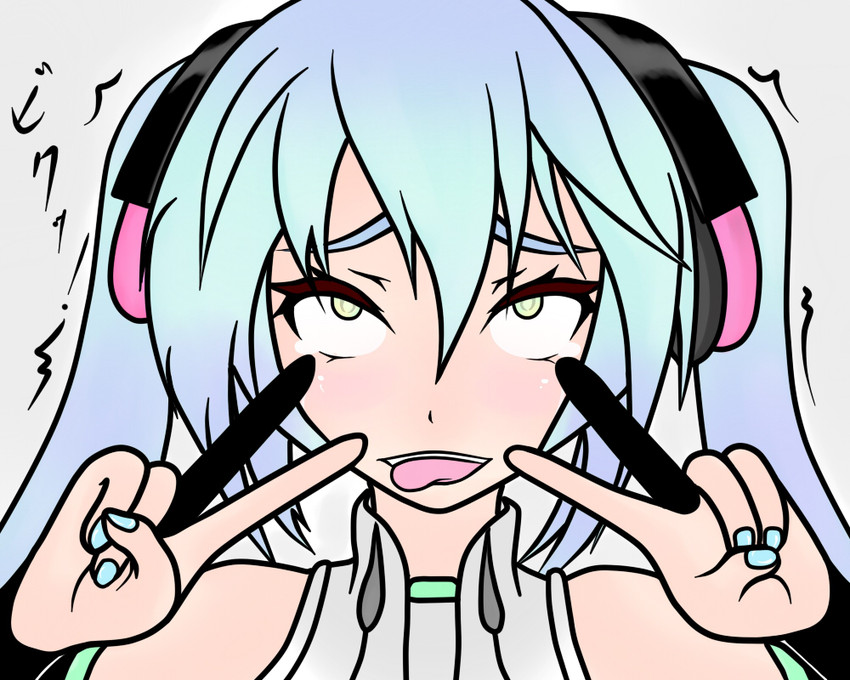 hatsune miku (vocaloid) drawn by denka_plus