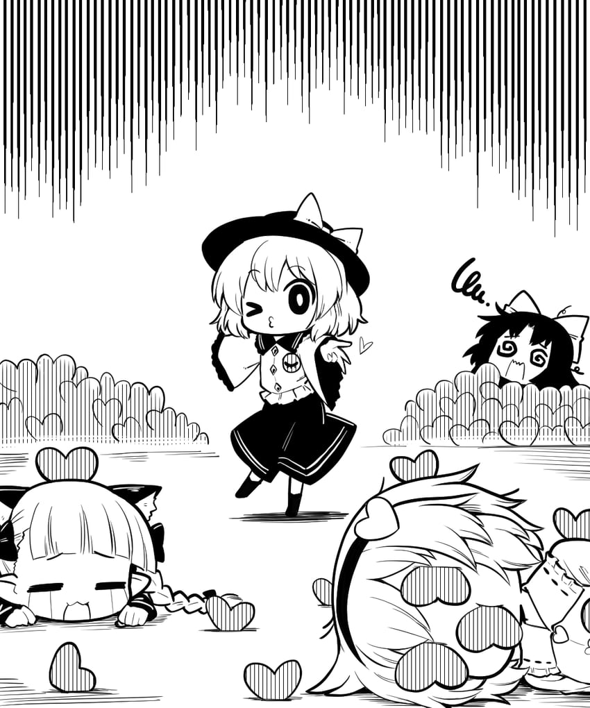 komeiji koishi, komeiji satori, kaenbyou rin, and reiuji utsuho (touhou) drawn by futa_(nabezoko)