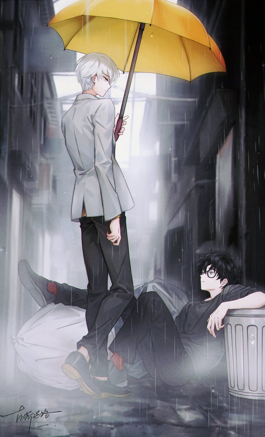 narukami yu and amamiya ren (persona and 2 more) drawn by kotomeiro