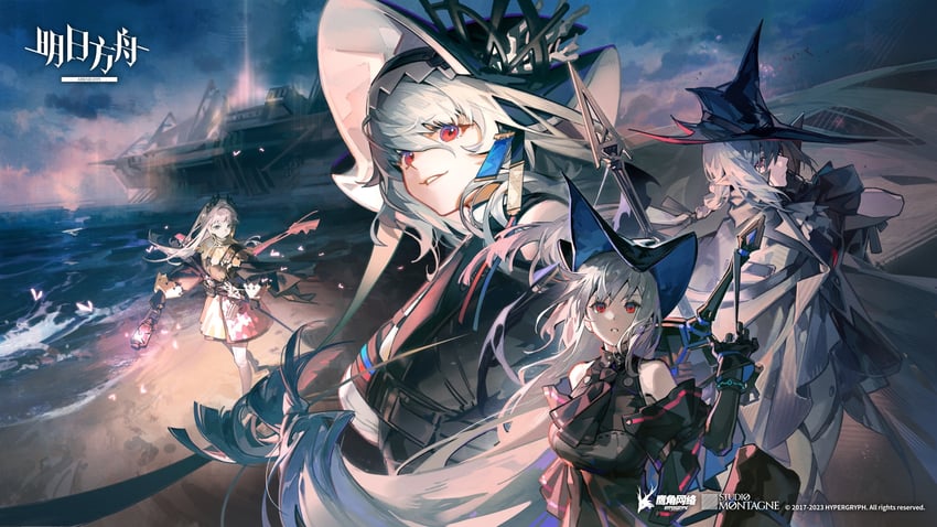 skadi, specter, irene, specter the unchained, and gladiia (arknights) drawn by qiqu