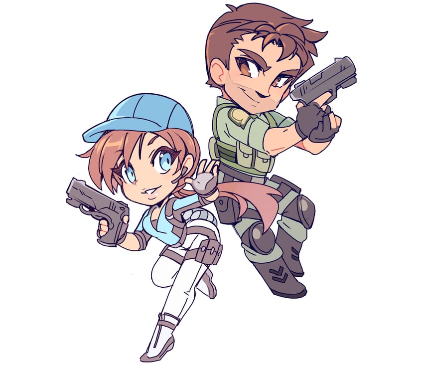 jill valentine and chris redfield (resident evil and 1 more) drawn by almightychiru