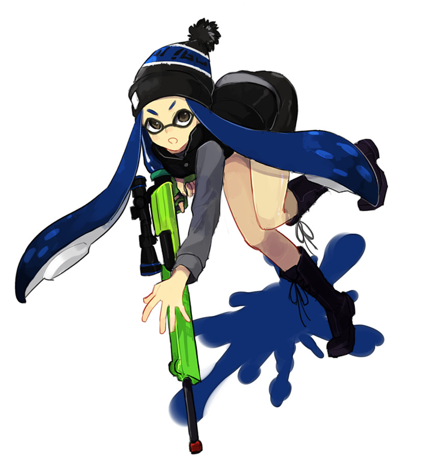 inkling player character and inkling girl (splatoon and 1 more) drawn by tomkrs