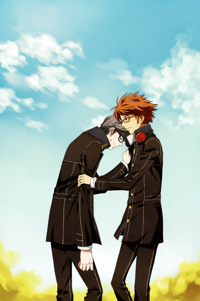 narukami yu and hanamura yousuke (persona and 1 more) drawn by emonana