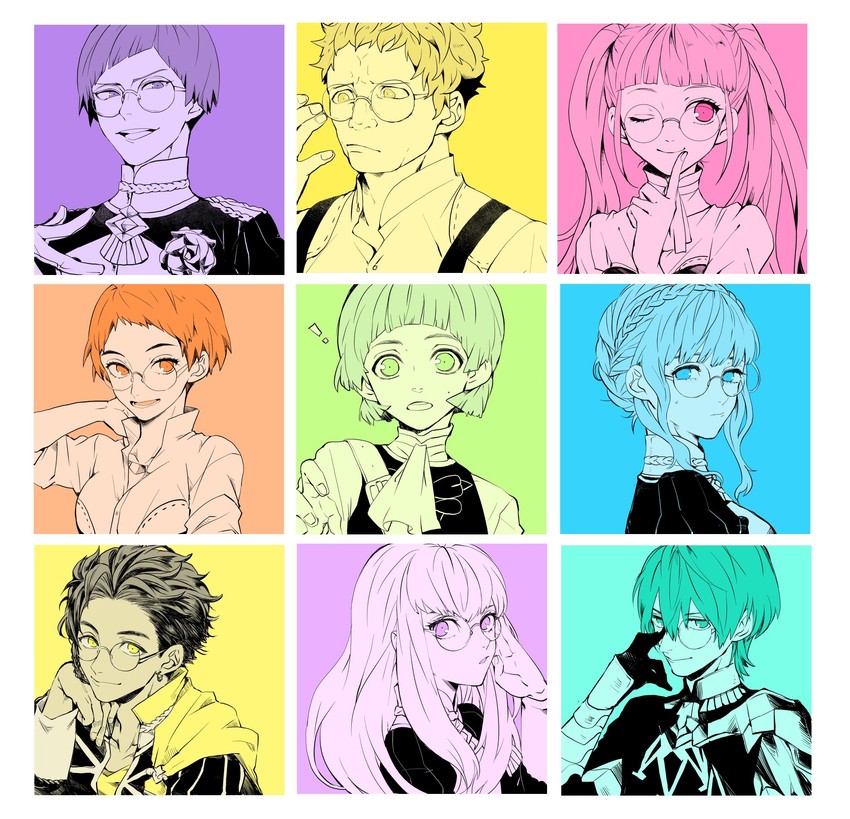 hilda valentine goneril, male byleth, lysithea von ordelia, marianne von edmund, claude von riegan, and 4 more (fire emblem and 1 more) drawn by ashinamaturi