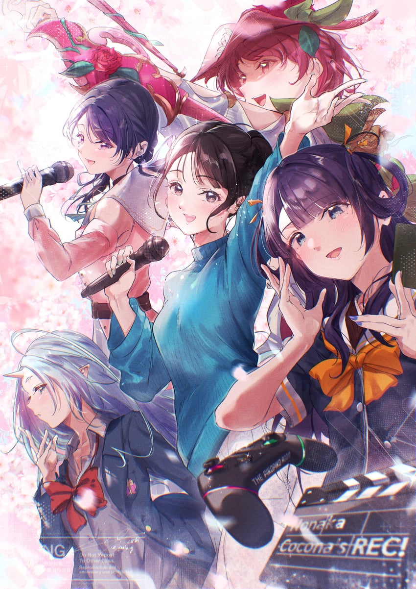 murano sayaka, nonaka kokona, and tsuyukusa (love live! and 3 more) drawn by kuzia_(atarayo)