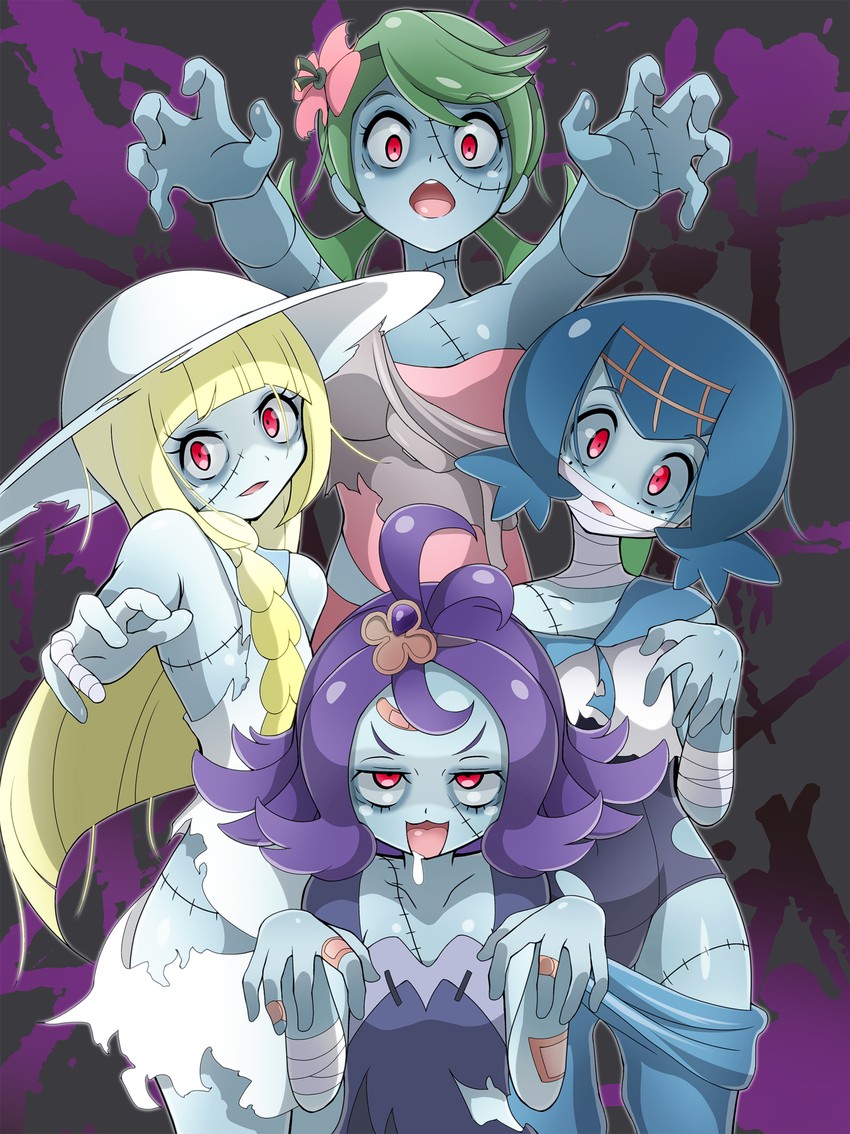 lillie, lana, mallow, and acerola (pokemon and 2 more) drawn by shoukin500