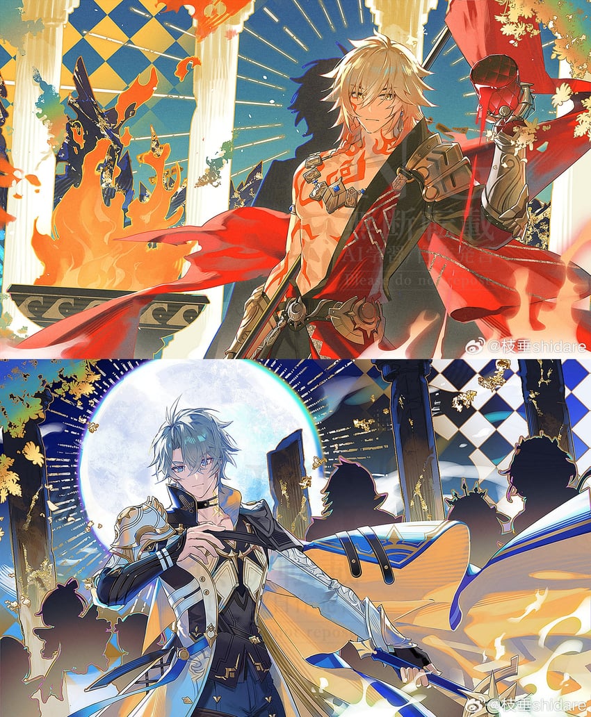 phainon, castorice, mydei, aglaea, tribbie, and 2 more (honkai and 1 more) drawn by shidare_(youh4016)