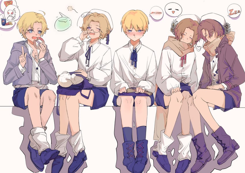 america, northern italy, germany, southern italy, and canada (axis powers hetalia) drawn by youlizuihua919