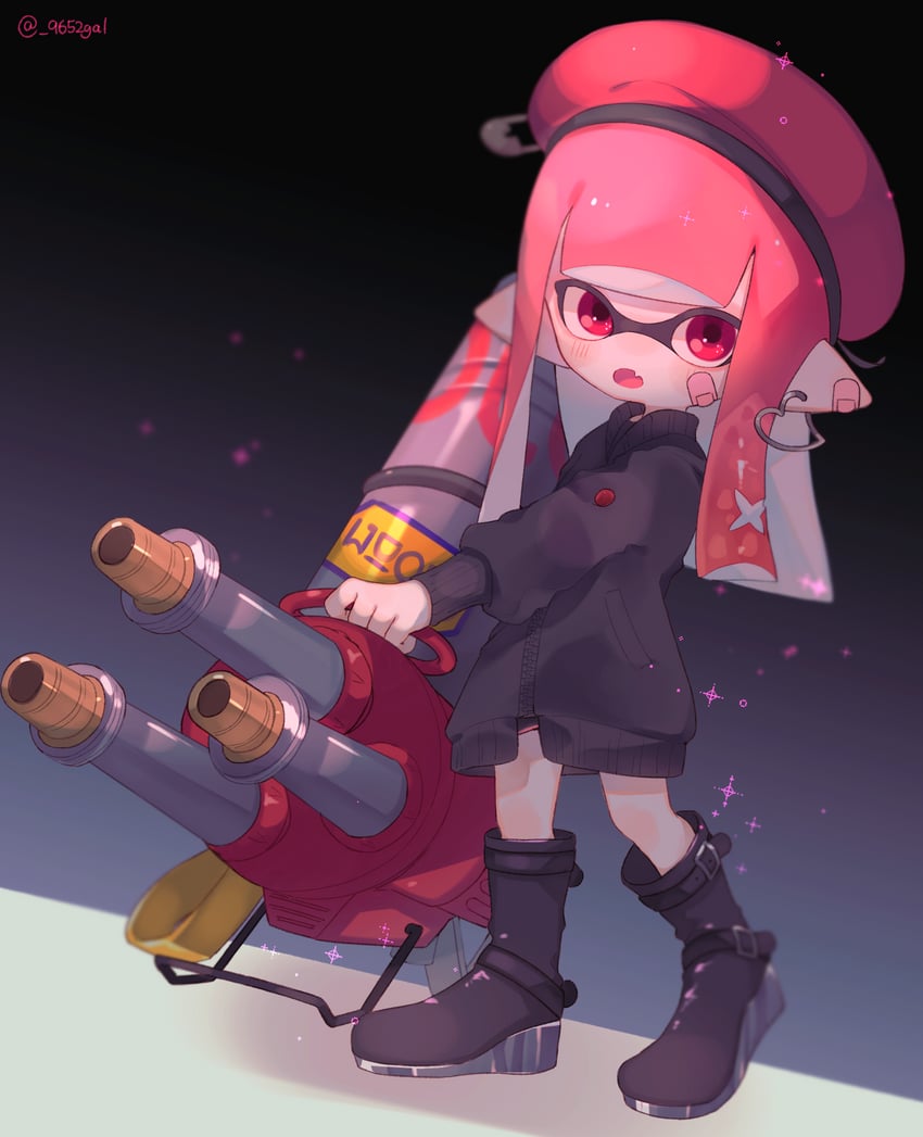 inkling player character and inkling girl (splatoon and 1 more) drawn by sabata_saba