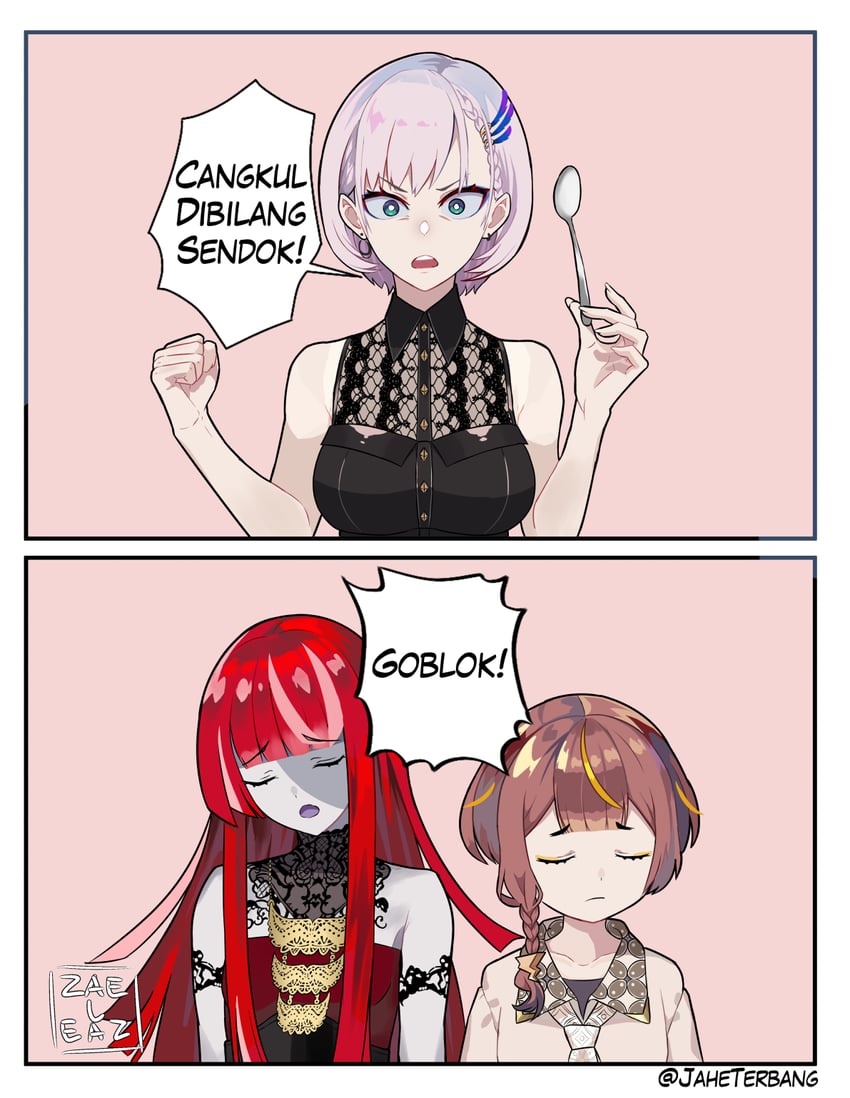 kureiji ollie, pavolia reine, and anya melfissa (hololive and 1 more) drawn by jaheterbang
